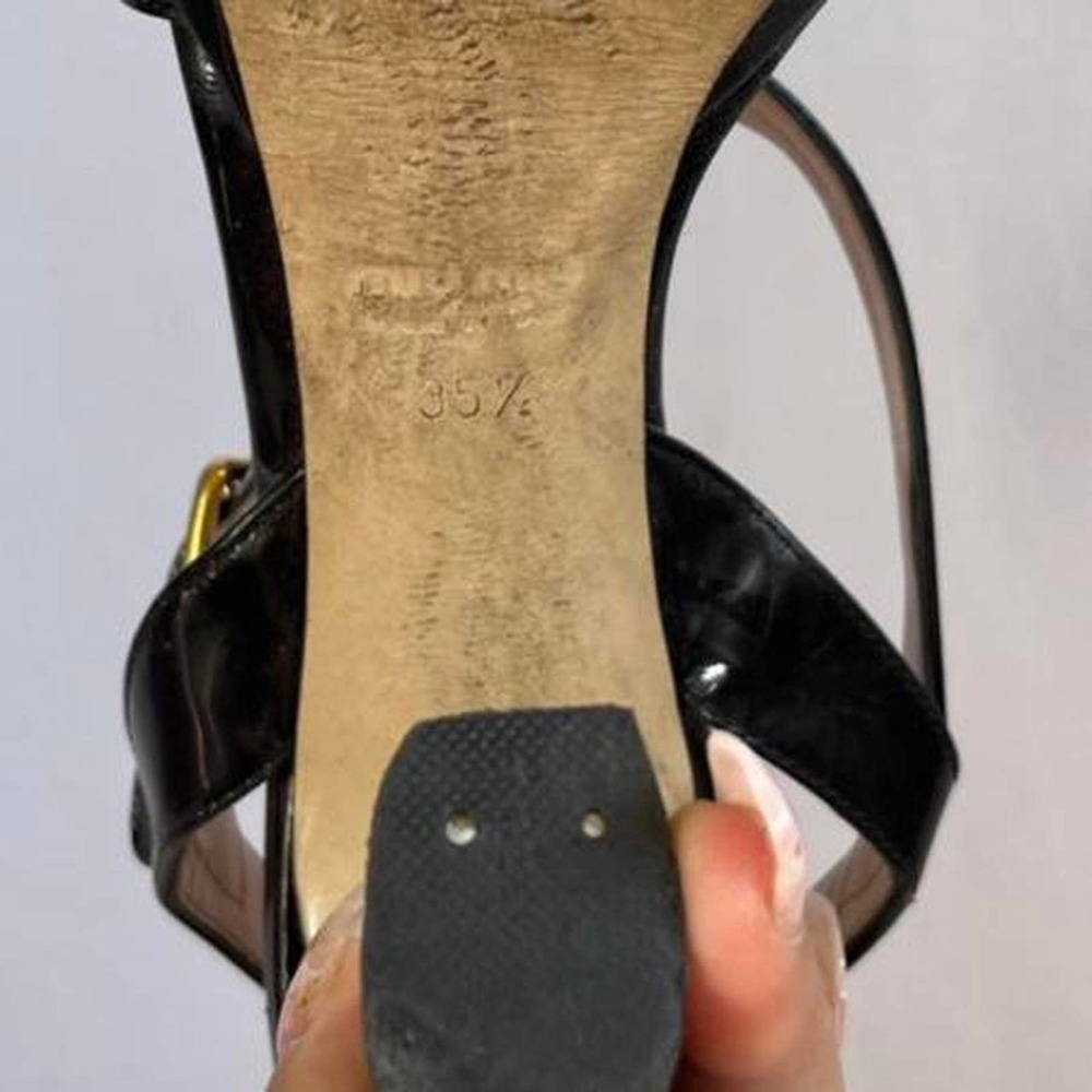 Black Geometrical Miu Miu Strappy Heels Size 5 1/2 - image 4